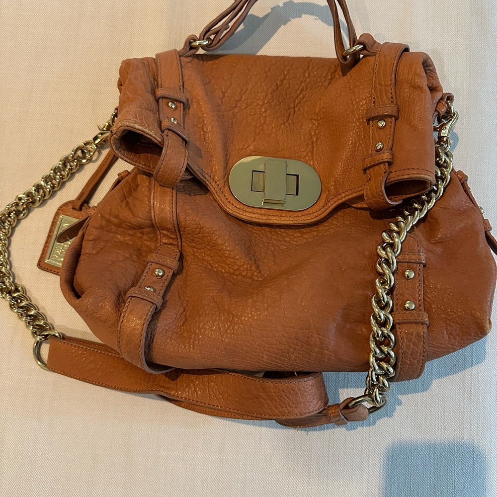 Badgley Mischka Tan Leather Crossbody Bag